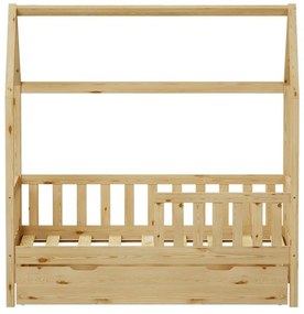 Κρεβάτι παιδικό Bendina τύπου Montessori με συρτάρι ξύλο πεύκου φυσικό 70x140 εκ. 70x140x126 εκ.
