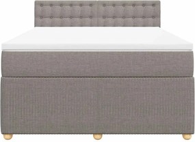 vidaXL Κρεβάτι Boxspring με Στρώμα Taupe 140x200 εκ. Υφασμάτινο