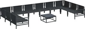 vidaXL Σετ Καναπέ Κήπου με μαξιλάρι 11 pcs Μαύρο Ατσάλι