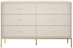 Συρταριέρα Mono χρώμα Μπεζ + χρυσό με 6 συρτάρια 154x91x39cm