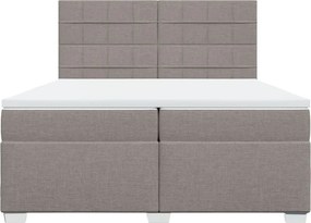 vidaXL Κρεβάτι Boxspring με Στρώμα Taupe 200x200 εκ. Υφασμάτινο