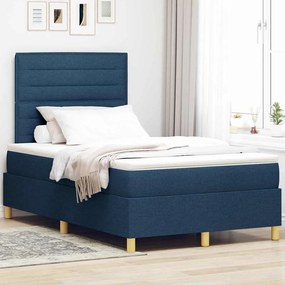 vidaXL Κρεβάτι με ελατήρια με στρώμα Μπλε 120 x 200 cm ύφασμα