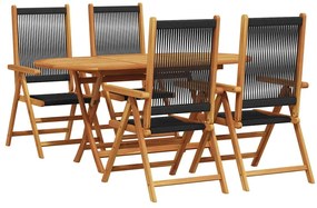 vidaXL Σέτ φαγητού για κήπο 5 pcs Μαύρο