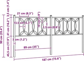 vidaXL Ανταλλακτικό κεφαλάρι Λευκό 180 εκ. Μεταλλικό