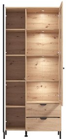 Βιτρίνα Vandea 195 2K2F VS1 Artisan - Μαύρο Μάτ 87x40x195 εκ. 87x40x195 εκ.