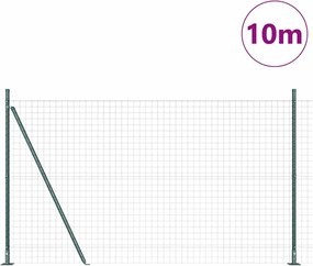 vidaXL Φράχτης με Στήλες. Πράσινο 1.5 x 10 m Ατσάλι
