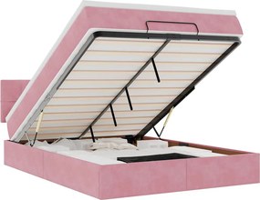 vidaXL Οθωμανικό κρεβάτι με στρώμα ροζ 140x200cm Βελούδο