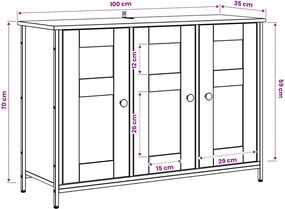 vidaXL Πλαϊνό γραφείο Μαύρη Δρυς 100 x 35 x 70 εκ. Επεξεργασμένο Ξύλο