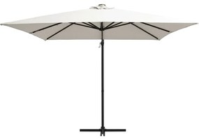 vidaXL Ομπρέλα Κήπου Κρεμ. Χρώμα Άμμου 250x250εκ. με Ατσάλινο Ιστό&amp;LED