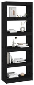 vidaXL Βιβλιοθήκη/Διαχωριστικό Χώρου Μαύρη 60x30x167,5 εκ. Μασίφ Πεύκο
