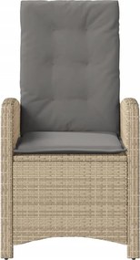 vidaXL Πολυθρόνα Κήπου Ανακλ/νη Μπεζ Συνθ. Ρατάν &amp; Μαξιλάρια