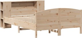 vidaXL Κρεβάτι Βιβλιοθήκη Χωρίς Στρώμα 140x200 εκ Μασίφ Ξύλο Πεύκο
