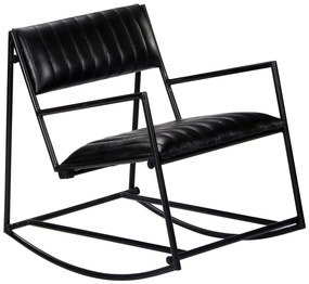 vidaXL 282905  Rocking Chair Black Real Leather