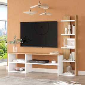 Σύνθετο Σαλονιού Perla σε Λευκό - Φυσικό 120x29.5x41,8εκ. 120x29.5x41.8 εκ.