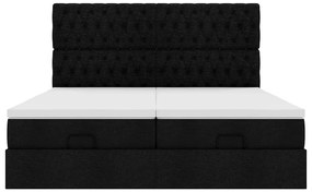 vidaXL Οθωμανικό Κρεβάτι με Στρώματα Μαύρο 200x200cm Ύφασμα