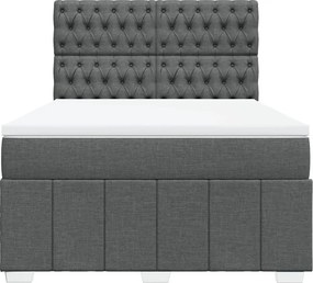 vidaXL Κρεβάτι Boxspring με Στρώμα Σκούρο Γκρι 140x190 εκ. Υφασμάτινο