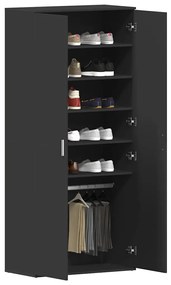 vidaXL Ντουλάπα Παπουτσιών Μαύρο 80 x 39 x 180 εκ Επεξεργασμένο ξύλο