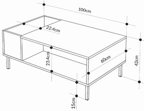 Τραπεζάκι σαλονιού Vena Megapap χρώμα ash green 100x60x42εκ.