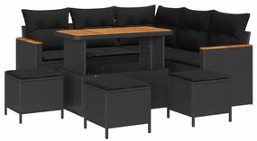 Σετ Καναπέ Κήπου 9 pcs Μαύρο συνθετικό ρατάν