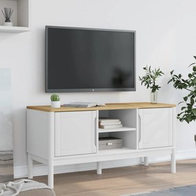 vidaXL Έπιπλο Τηλεόρασης FLORO Λευκό 114x43x55εκ από Μασίφ Ξύλο Πεύκου
