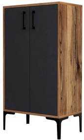 Παπουτσοθήκη Prag 845HCT4107 60x35x111cm Walnut-Anthracite Μοριοσανίδα, Μέταλλο