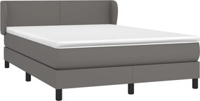 vidaXL Κρεβάτι Boxspring με Στρώμα Γκρι 140x190εκ. από Συνθετικό Δέρμα