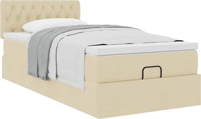 vidaXL Οθωμανικό κρεβάτι με στρώμα Cream 90x200cm ύφασμα