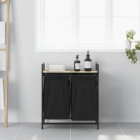 vidaXL Καλάθι Απλύτων με 2 Θέσεις και Ράφι από Ξύλο Sonoma Δρυς