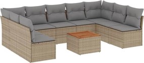 vidaXL Patio Sofa Set 9-θέσια Μίξη μπεζ και ανοιχτό γκρι