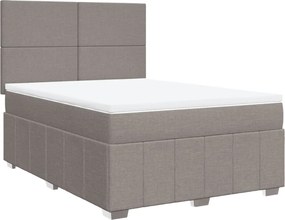 vidaXL Κρεβάτι Boxspring με Στρώμα Taupe 140x190 εκ. Υφασμάτινο