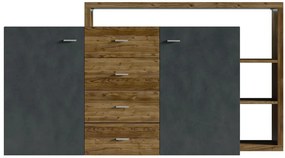 Μπουφές Bron Plus-Φυσικό σκούρο-Ανθρακί - 180.00Χ37.00Χ98.00cm