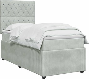 vidaXL Κρεβάτι box spring με στρώμα Ανοιχτό γκρι 100 x 200 cm Βελούδο