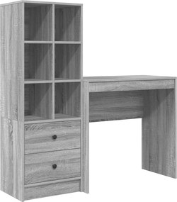 vidaXL Γραφείο με συρτάρι με ράφι με αποθήκευση 2 pcs Γκρίζο Σονομα