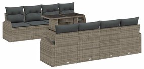 vidaXL Σετ Καναπέ Κήπου με μαξιλάρι 7 pcs Γκρι Πολυ ράταν
