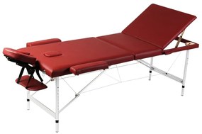 Κρεβάτι Μασάζ Πτυσσόμενο 3 Θέσεων Κόκκινο με Σκελετό Αλουμινίου - Κόκκινο