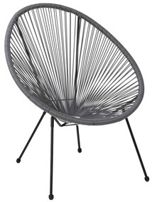 Πολυθρόνα Μεταλική Μαύρη, ACAPULCO Plastic Rattan Γκρι 73x76x89cm