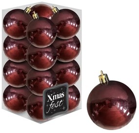 Σετ Μπάλες 12τμχ Περλέ Μπορντώ Δ4εκ. Xmas fest 93-3540