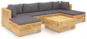 vidaXL Σαλόνι Κήπου Σετ 7 Τεμαχίων από Μασίφ Ξύλο Teak με Μαξιλάρια
