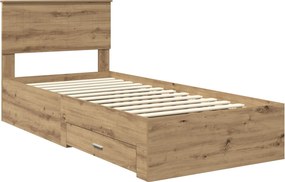 vidaXL Σκελετός Κρεβατιού Artisan Δρυς 90 x 190 cm Επεξεργασμένο Ξύλο
