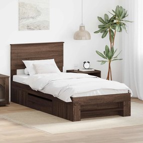 VidaXL Σκελετός Κρεβατιού Καφέ δρυς 75 x 190 cm Επεξεργασμένο Ξύλο