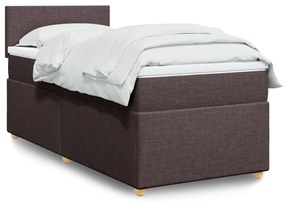 vidaXL Κρεβάτι Boxspring με Στρώμα Σκούρο Καφέ 100x200 εκ. Υφασμάτινο