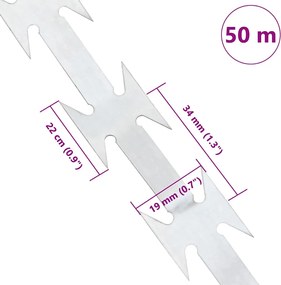 vidaXL Σύρμα Ξυράφι Ασημί 5000 x 1,9 εκ Γαλβανισμένος χάλυβας