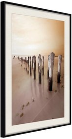 Αφίσα - Breakwater in Sepia - 20x30 - Μαύρο - Με πασπαρτού