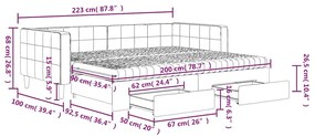 Καναπές Κρεβάτι Συρόμενος Σκ. Γκρι 90x200 εκ Βελούδο &amp; Συρτάρια - Γκρι