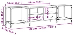 Έπιπλο Τηλεόρασης Γκρι Sonoma 203 x 37 x 50 εκ. Επεξεργ. Ξύλο - Γκρι