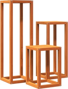vidaXL Βάσεις Φυτών 3 τεμ. Καφέ Κεριού από Μασίφ Ξύλο Πεύκου