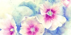 Εικόνα λουλούδια σε ροζ ακουαρέλες