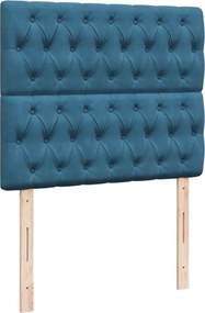 vidaXL Κρεβάτι Boxspring με Στρώμα Μπλε 120x190 εκ. Βελούδινο