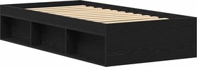 vidaXL Πλαίσιο Κρεβ. Χωρ. Στρώμα Μαύρη Δρυς 90 x 190 εκ. Επεξ. Ξύλο