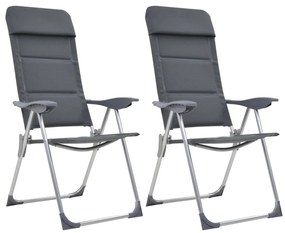 Καρέκλες Camping 2 τεμ. Γκρι 58 x 69 x 111 εκ. από Αλουμίνιο - Γκρι